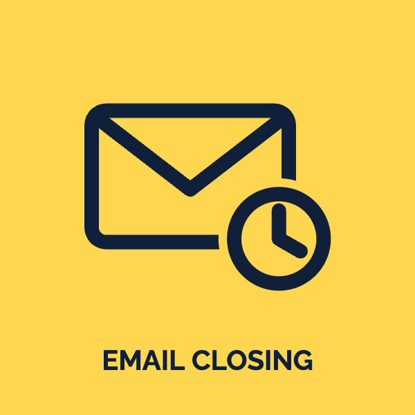 Envelope and clock icon: email service closing