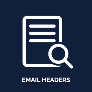 Document and magnifying glass icon: email headers