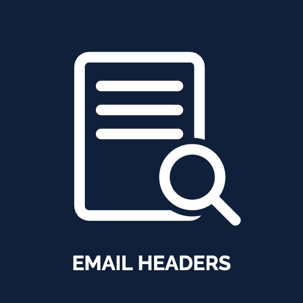 Document and magnifying glass icon: email headers